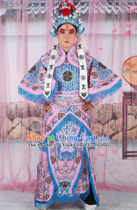 Chinese Beijing Opera Takefu Costume Pink Embroidered Robe, China Peking Opera Imperial Bodyguard Embroidery Gwanbok Clothing
