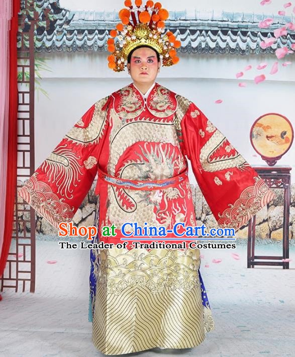 Chinese Beijing Opera Royal Highness Costume Red Embroidered Robe, China Peking Opera Lang Scholar Embroidery Gwanbok Clothing