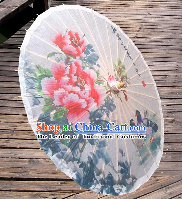 Asian China Dance Umbrella Stage Performance Umbrella Handmade Printing Peony Oil-paper Umbrellas
