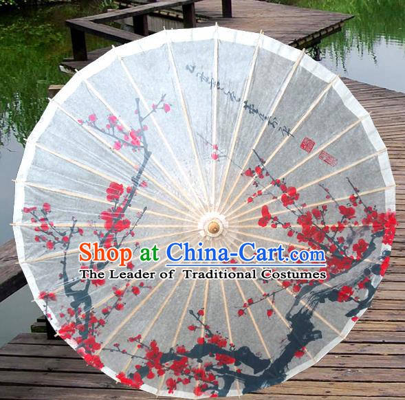 Asian China Dance Umbrella Stage Performance Umbrella Handmade Printing Wintersweet Oil-paper Umbrellas