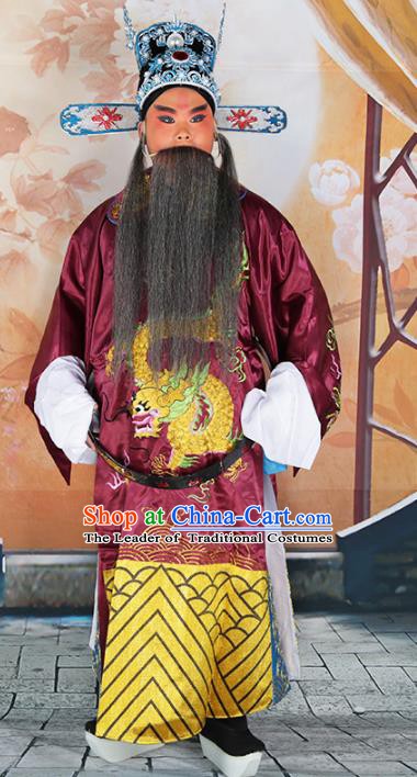 Chinese Beijing Opera Prime Minister Costume Embroidered Robe, China Peking Opera Officer Embroidery Clothing
