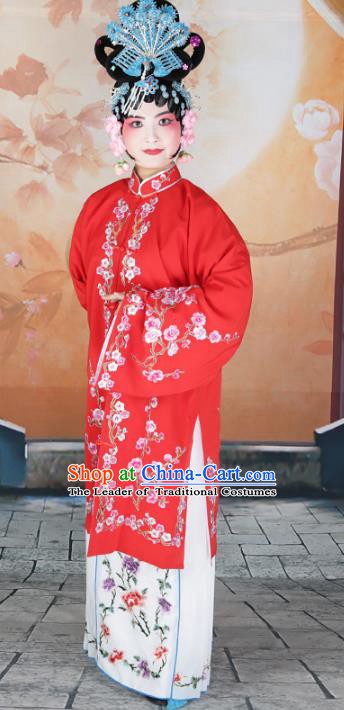 Chinese Beijing Opera Diva Princess Embroidered Red Costume, China Peking Opera Actress Embroidery Clothing