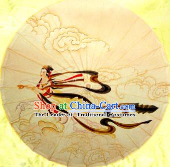 Handmade China Traditional Folk Dance Umbrella Painting Flying Apsara Oil-paper Umbrella Stage Performance Props Umbrellas