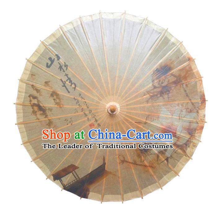Handmade China Traditional Folk Dance Umbrella Ink Painting Lotus Oil-paper Umbrella Stage Performance Props Umbrellas