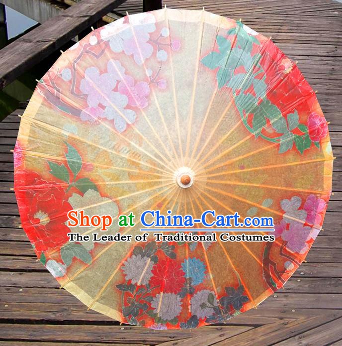 China Traditional Folk Dance Paper Umbrella Hand Painting Yellow Oil-paper Umbrella Stage Performance Props Umbrellas