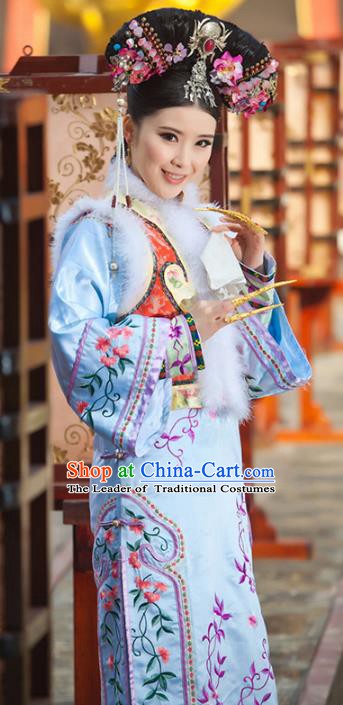 Traditional Chinese Ancient Qing Dynasty Imperial Princess Embroidered Mandarin Robe Costume for Women