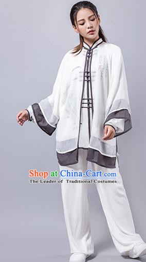 Top Grade Chinese Kung Fu Costume Martial Arts Hand Painting Uniform, China Tai Ji Wushu Clothing for Women