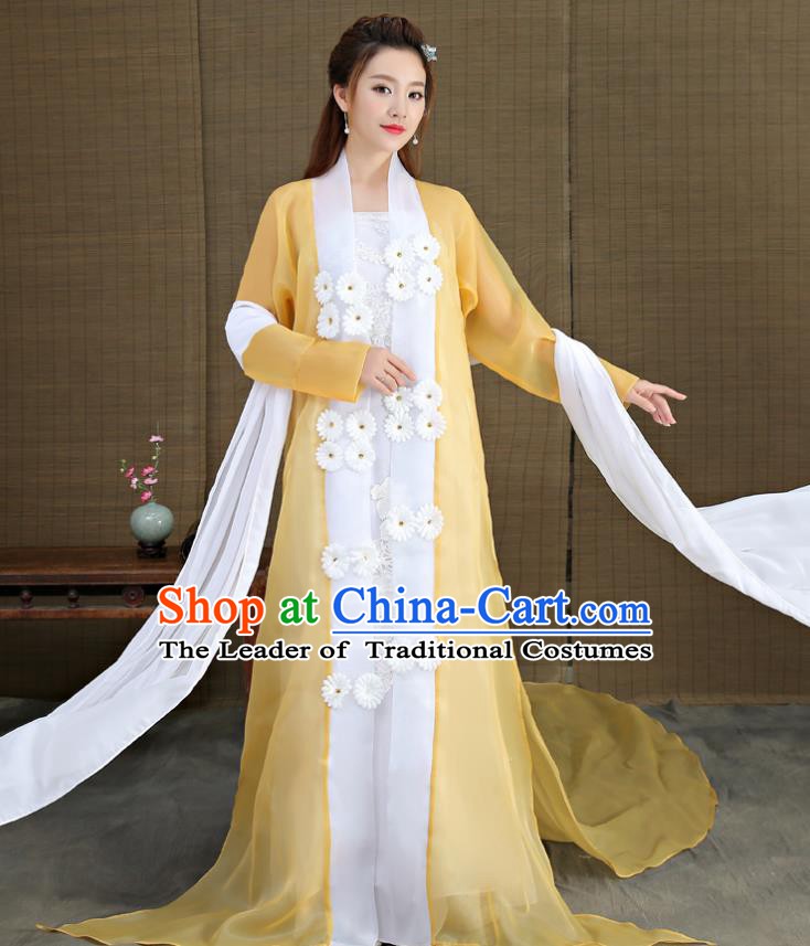Traditional Chinese Ancient Fairy Princess Costume, China Tang Dynasty Palace Lady Embroidered Hanfu Clothing for Women