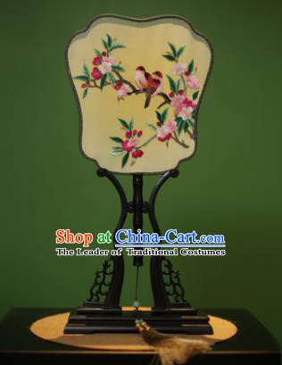Traditional Chinese Crafts Embroidered Birds Flowers Silk Fan, China Palace Fans Princess Square Fans for Women