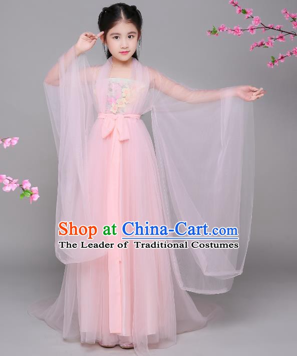 Traditional Chinese Tang Dynasty Princess Costume, China Ancient Palace Lady Fairy Hanfu Clothing for Kids