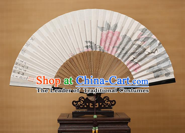 Traditional Chinese Crafts Classical Paper Folding Fan, China Handmade Painting Peony Fans for Women