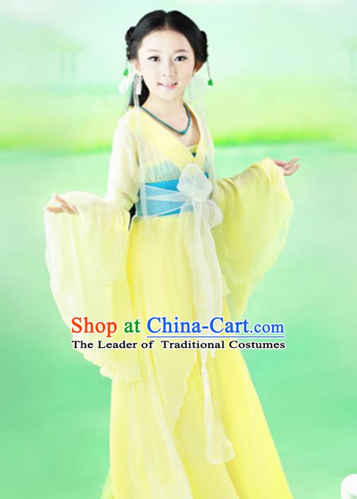 Traditional Chinese Tang Dynasty Princess Fairy Costume, China Ancient Palace Lady Hanfu Clothing for Kids