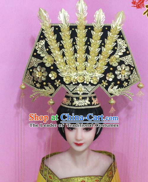 Traditional Chinese Handmade Hair Accessories Ancient Qing Dynasty Manchu Imperial Concubine Great Pull Fin Headwear for Women