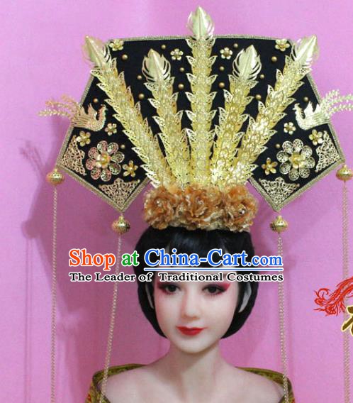Traditional Chinese Handmade Hair Accessories Ancient Qing Dynasty Manchu Imperial Concubine Phoenix Coronet Headwear for Women