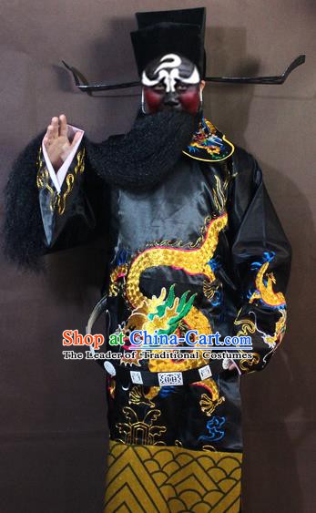 Traditional China Beijing Opera Bao Zheng Costume Embroidered Robe, Chinese Peking Opera Prime Minister Gwanbok