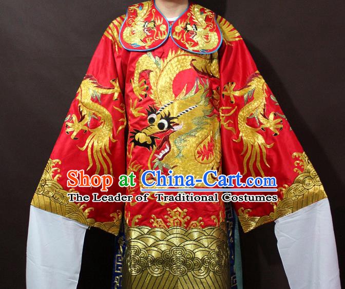 Traditional China Beijing Opera Emperor Costume Red Embroidered Robe, Chinese Peking Opera Gifted Scholar Embroidery Clothing