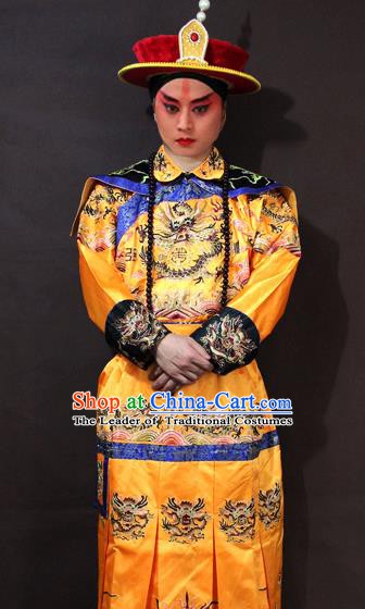 Traditional China Beijing Opera Emperor Costume Embroidered Robe, Chinese Peking Opera Qing Dynasty Majesty Embroidery Clothing