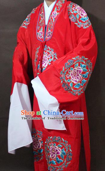 Traditional China Beijing Opera Costume Gifted Scholar Embroidered Robe and Hat Ancient Chinese Peking Opera Embroidery Clothing