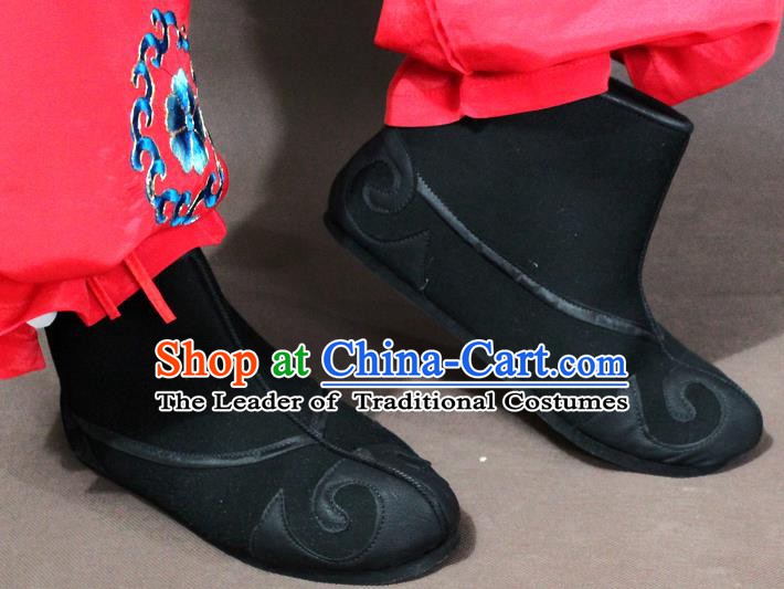 Traditional China Beijing Opera Takefu Embroidery Shoes, Chinese Peking Opera Warrior Boots