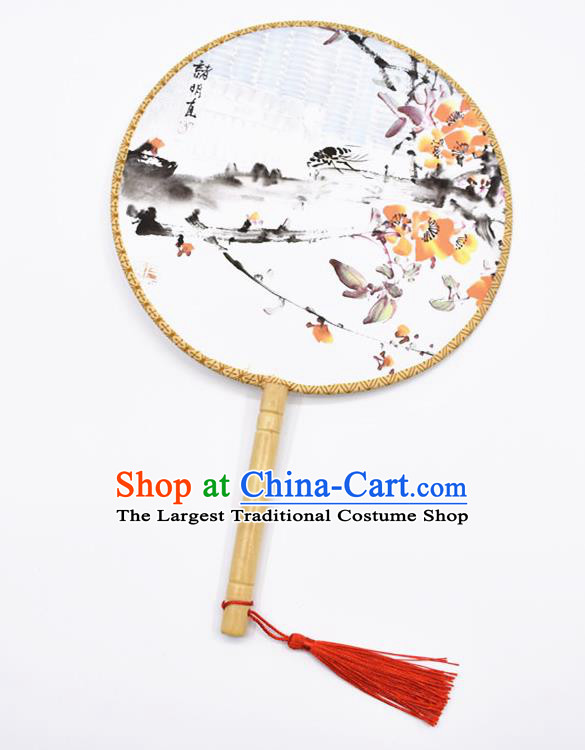 Chinese Ancient Palace Fans Handmade Ink Painting Round Fans for Women
