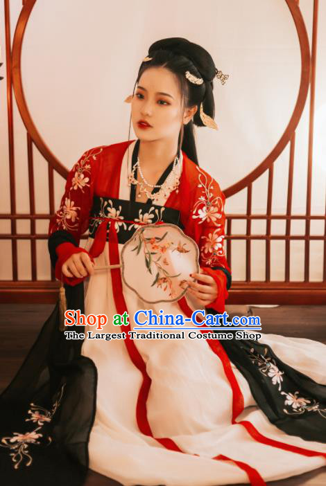 Chinese Ancient Fairy Embroidered Costumes Tang Dynasty Princess Hanfu Dress for Women