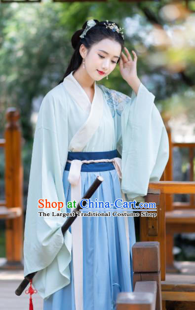 Chinese Ancient Palace Lady Hanfu Han Dynasty Imperial Concubine Queen Embroidered Historical Costumes