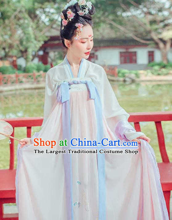 Chinese Traditional Tang Dynasty Princess Palace Lady Embroidered Costumes Complete Set