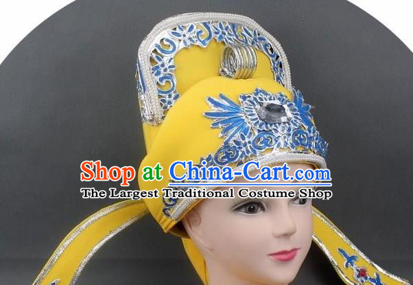 Chinese Ancient Scholar Yellow Hat Traditional Peking Opera Niche Headwear for Men
