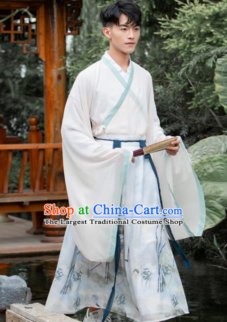 Ancient Chinese Jin Dynasty Scholar Historical Costumes Nobility Childe Embroidered Hanfu for Men