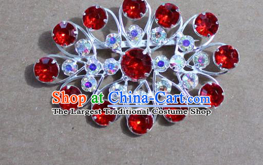 Chinese Traditional Peking Opera Diva Accessories Ancient Princess Red Crystal Brooch for Women