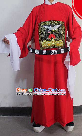 Chinese Traditional Peking Opera Niche Red Robe Ancient County Magistrate Costumes for Men