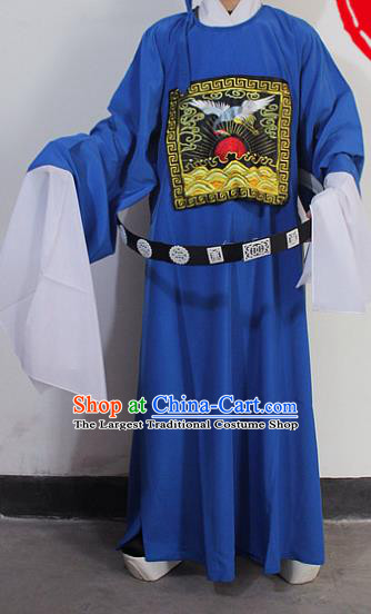 Chinese Traditional Peking Opera Niche Blue Robe Ancient County Magistrate Costumes for Men