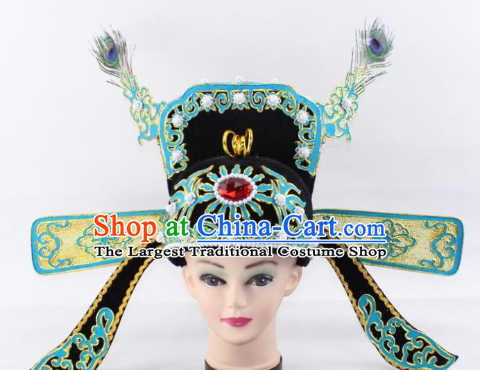 Chinese Traditional Peking Opera Niche Headwear Ancient Scholar County Magistrate Hat for Men