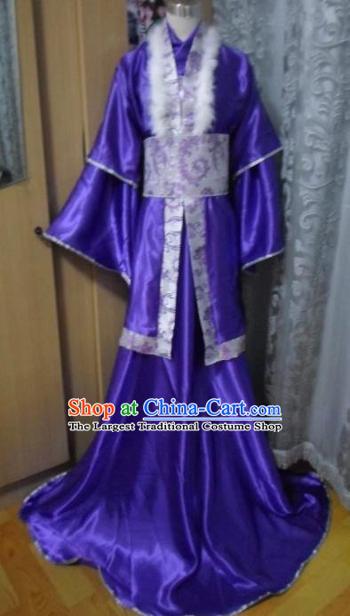 Traditional Chinese Han Dynasty Classical Dance Costumes Ancient Imperial Consort Purple Hanfu Dress for Women