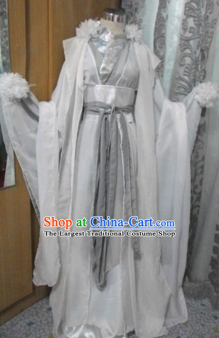 Traditional Chinese Han Dynasty Classical Dance Costumes Ancient Princess White Hanfu Dress for Women
