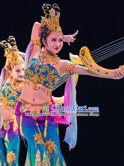 Chinese Traditional Classical Lute Dance Costumes Folk Dance Dress for Women