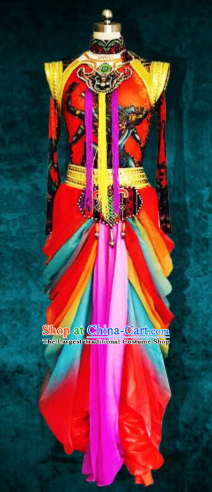 Chinese Traditional Ethnic Costumes Minority Nationality Dance Dress for Women
