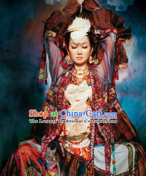 Chinese Traditional Ethnic Costumes Stage Performance Minority Nationality Dance Dress for Women