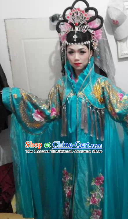 Traditional Chinese Tang Dynasty Costume Ancient Imperial Consort Embroidered Blue Hanfu Dress for Women