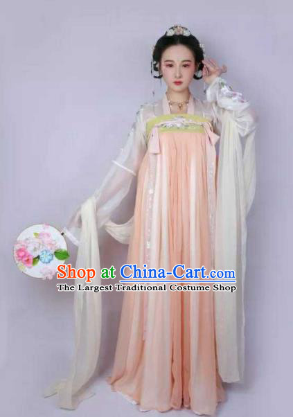 Traditional Chinese Tang Dynasty Palace Hanfu Dress Ancient Princess Embroidered Costumes for Women