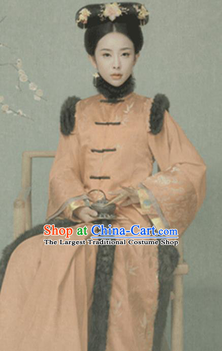 Traditional Chinese Qing Dynasty Manchu Princess Costumes Ancient Imperial Consort Dress and Headpiece for Women