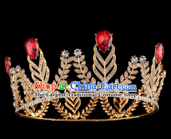 Top Grade Baroque Princess Golden Retro Royal Crown Bride Crystal Wedding Hair Accessories for Women