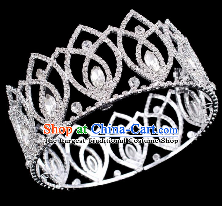 Top Grade Baroque Handmade Crystal Royal Crown Bride Retro Wedding Hair Accessories for Women