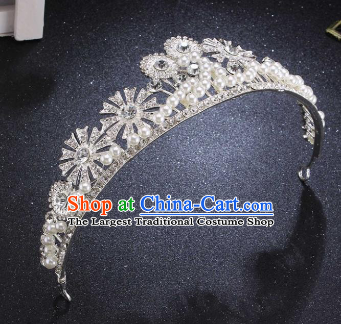 Top Grade Wedding Bride Pearls Hair Accessories Baroque Princess Retro Royal Crown for Women