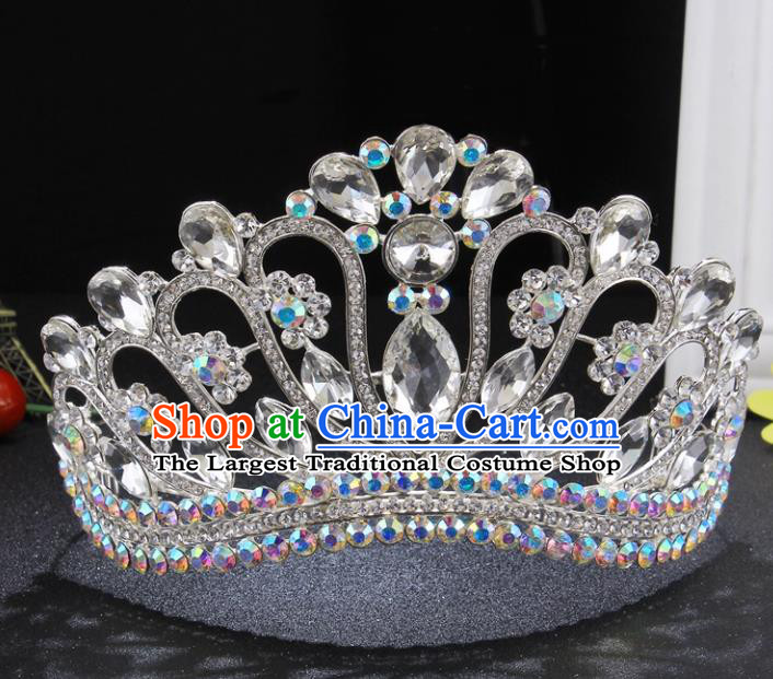 Top Grade Queen Crystal Royal Crown Retro Baroque Wedding Bride Hair Accessories for Women