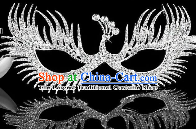 Handmade Halloween Accessories Face Mask Venice Fancy Ball Crystal Peacock Masks for Women