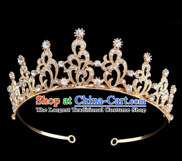 Top Grade Baroque Court Princess Zircon Golden Hair Clasp Bride Wedding Hair Jewelry Accessories for Women