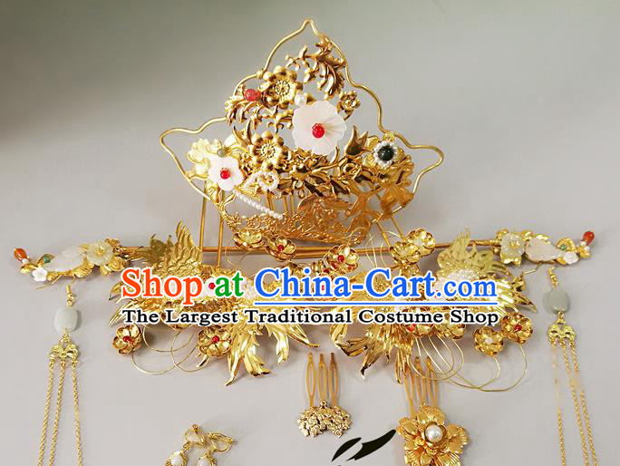 Chinese Ancient Tang Dynasty Imperial Consort Hair Accessories Wedding Hairpins Complete Set for Women
