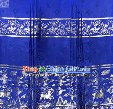 Asian Chinese Traditional Palace Pattern Design Royalblue Brocade Fabric Silk Fabric Chinese Fabric Material