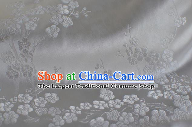 Asian Chinese Traditional Plum Blossom Pattern Design White Brocade Fabric Chinese Costume Silk Fabric Material